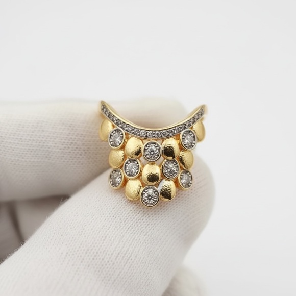 MODERN ABSTRACT, CZ GOLD ADJUSTABLE RING - Picture 4 of 4